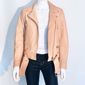Acne Studios Leather Biker Jacket in Blush